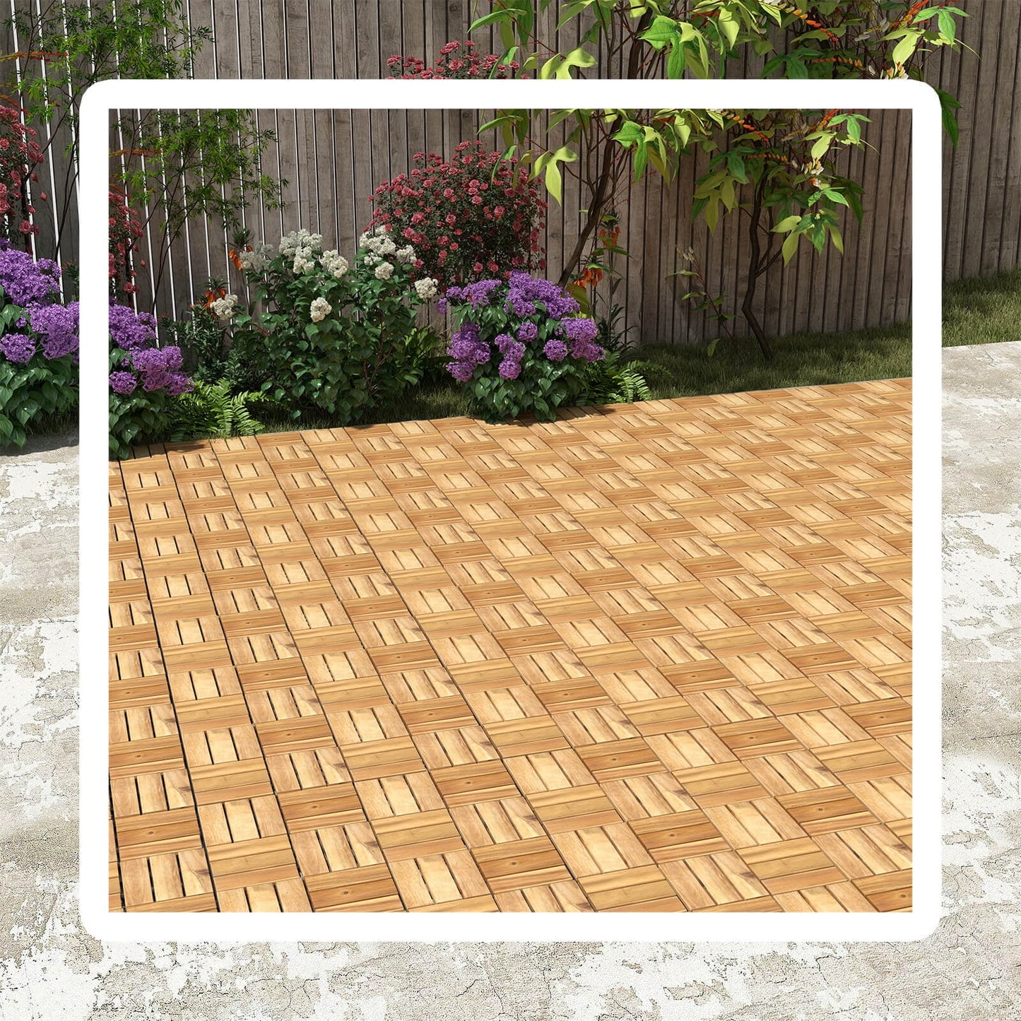 Costway 30 PCS Interlocking Flooring Tiles Floor Decking for Patio Acacia Wood Outdoor