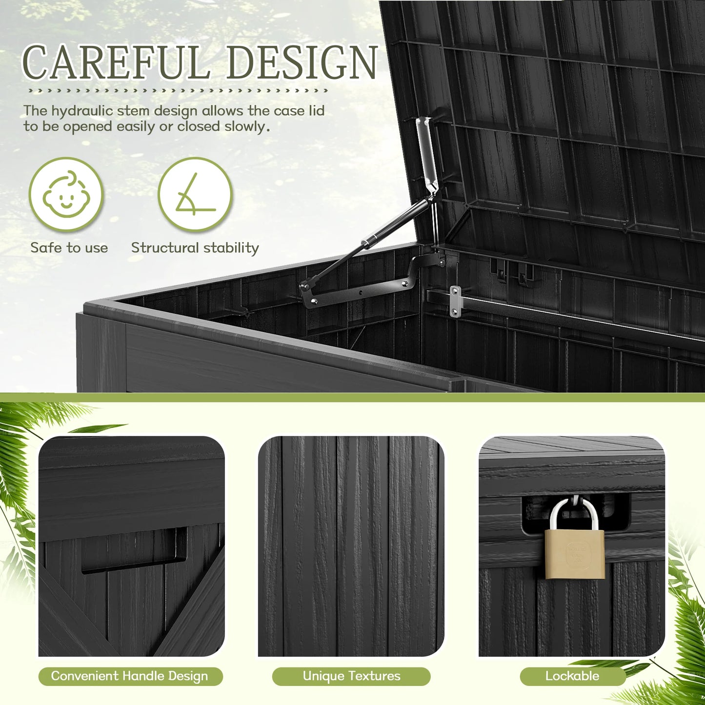 Homall 120 Gallon Outdoor Patio Box Deck Plastic Resin Storage Box Backyard, Black
