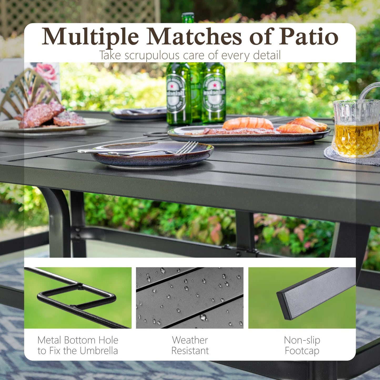 Sophia & William 7 Pieces Patio Dining Set Outdoor Textilene Swivel Padded Chairs and Table Furniture Set