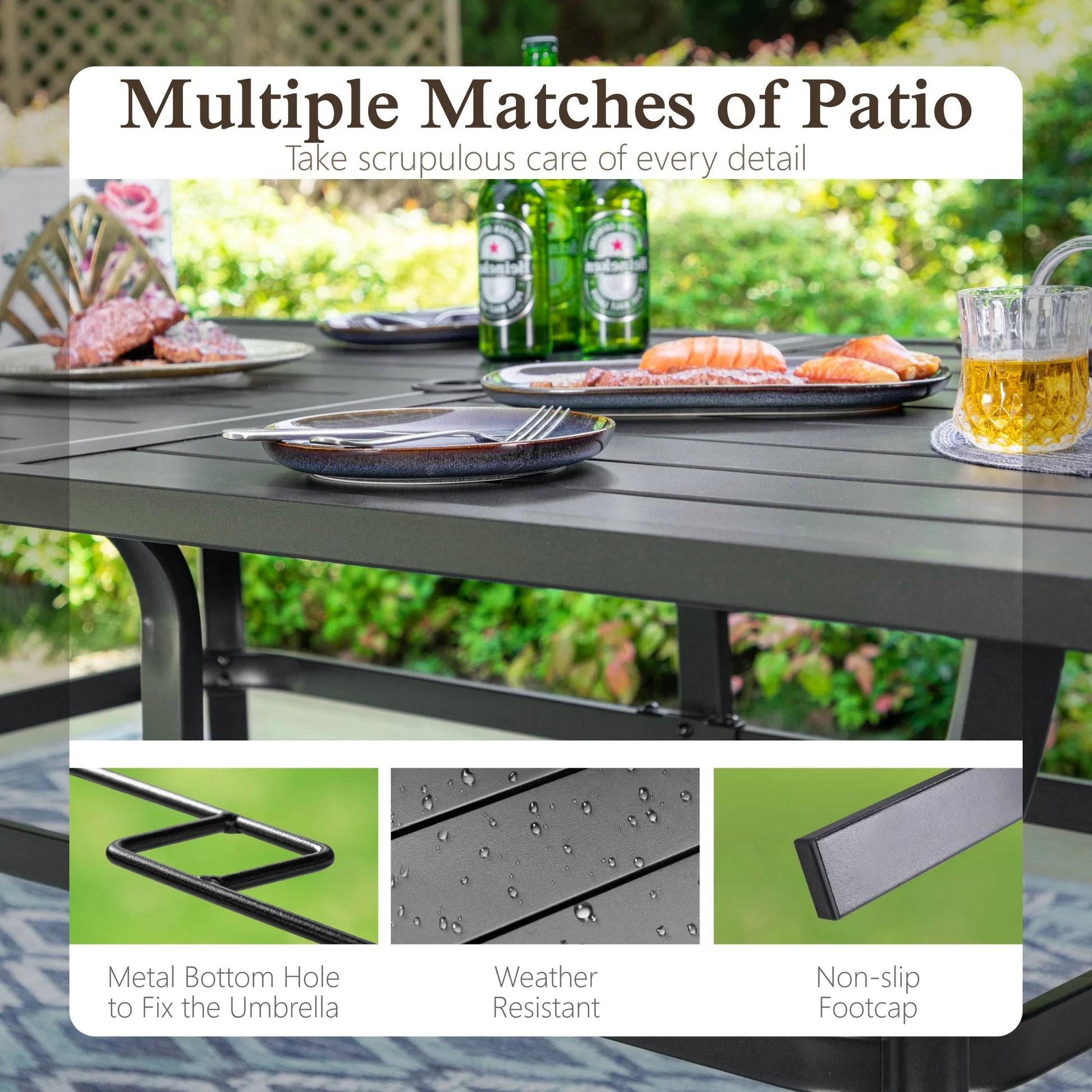 Sophia & William 7 Pieces Patio Dining Set Outdoor Textilene Swivel Padded Chairs and Table Furniture Set