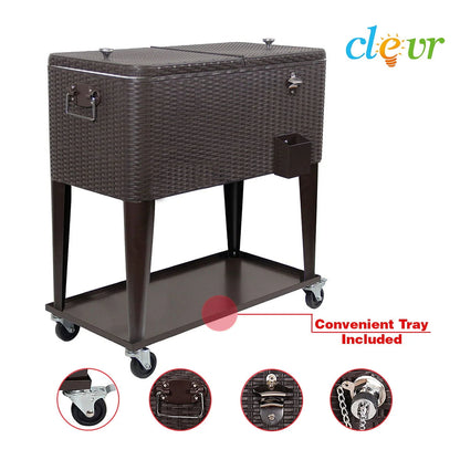 Clevr Outdoor Patio 80 quart Party Portable Rolling Cooler Wheeled Ice Chest