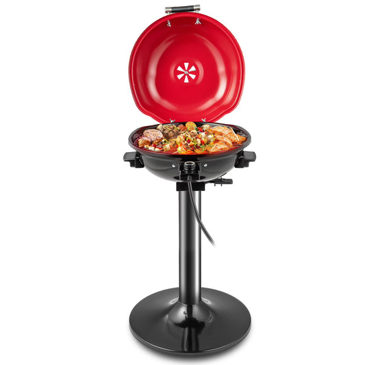 1600W Portable Electric Grill Outdoor BBQ Grill for 15-Serving, Electric Barbecue Grill for Indoor & Outdoor Use, Portable Stand BBQ Grill for Patio Balcony Kitchen Garden