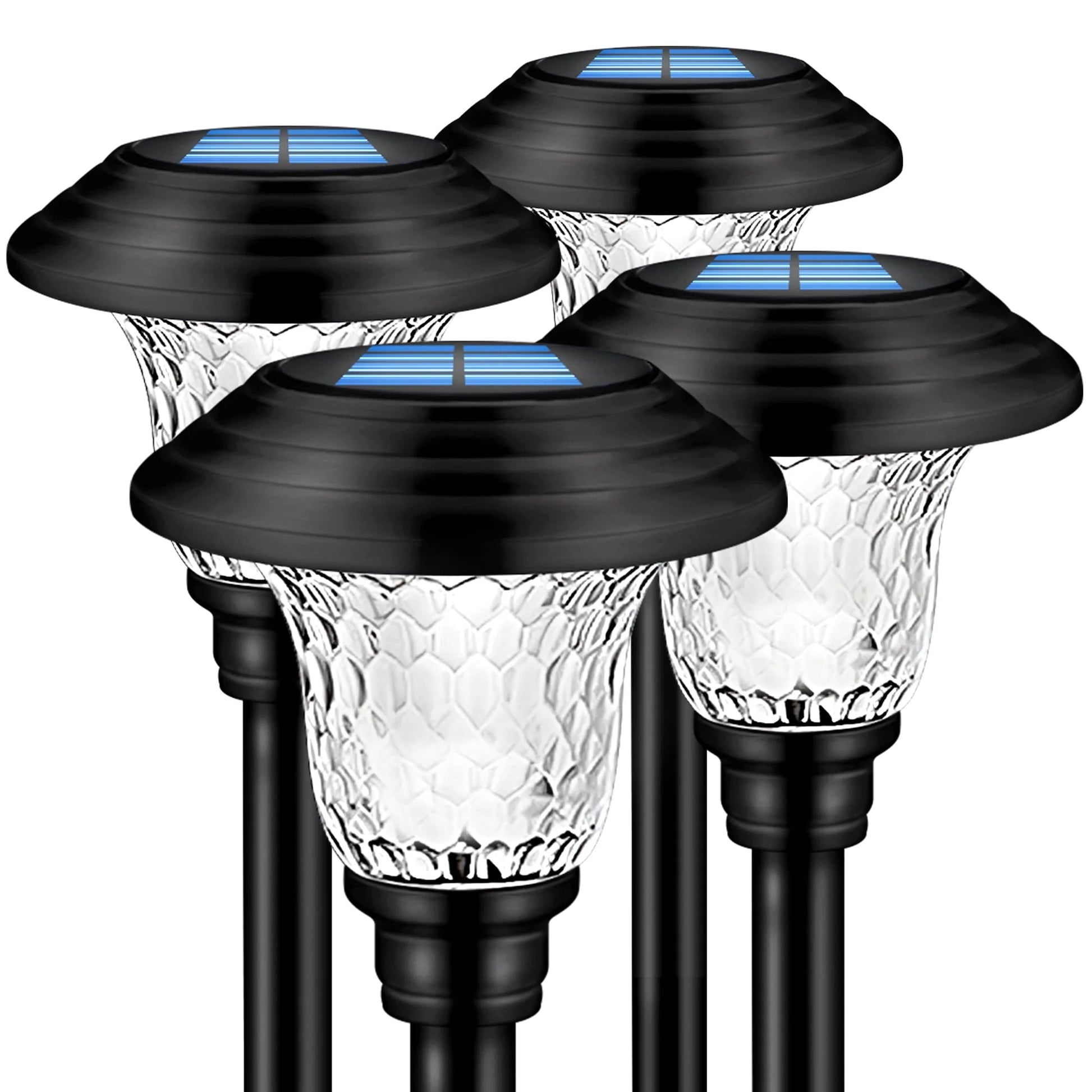 Outdoor Solar Pathway Lights 4 Pack Solar Lights for Yard Garden Decor Waterproof Glass Stainless Steel Auto-on/off Solar Landscape Lights for Lawn, Patio, Yard, Garden, Pathway, Driveway