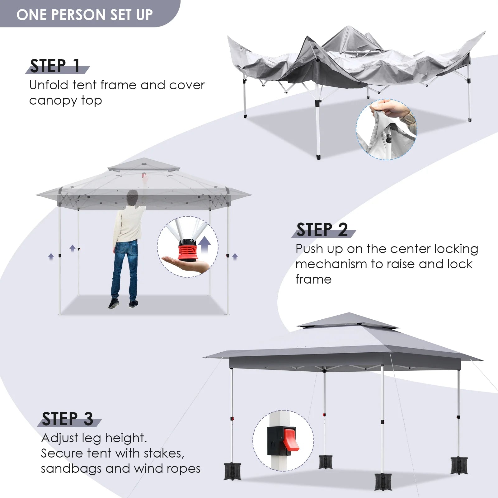 Arlopu White 12' x 12' Ez Pop Up Canopy Tent Portable Instant Folding Shelter Outdoor Camping Canopy Patio Party Gazebo