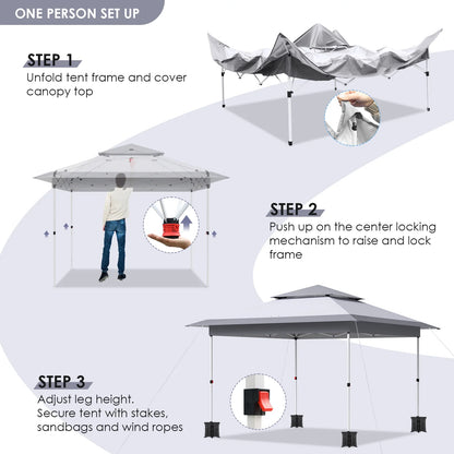 Arlopu White 12' x 12' Ez Pop Up Canopy Tent Portable Instant Folding Shelter Outdoor Camping Canopy Patio Party Gazebo