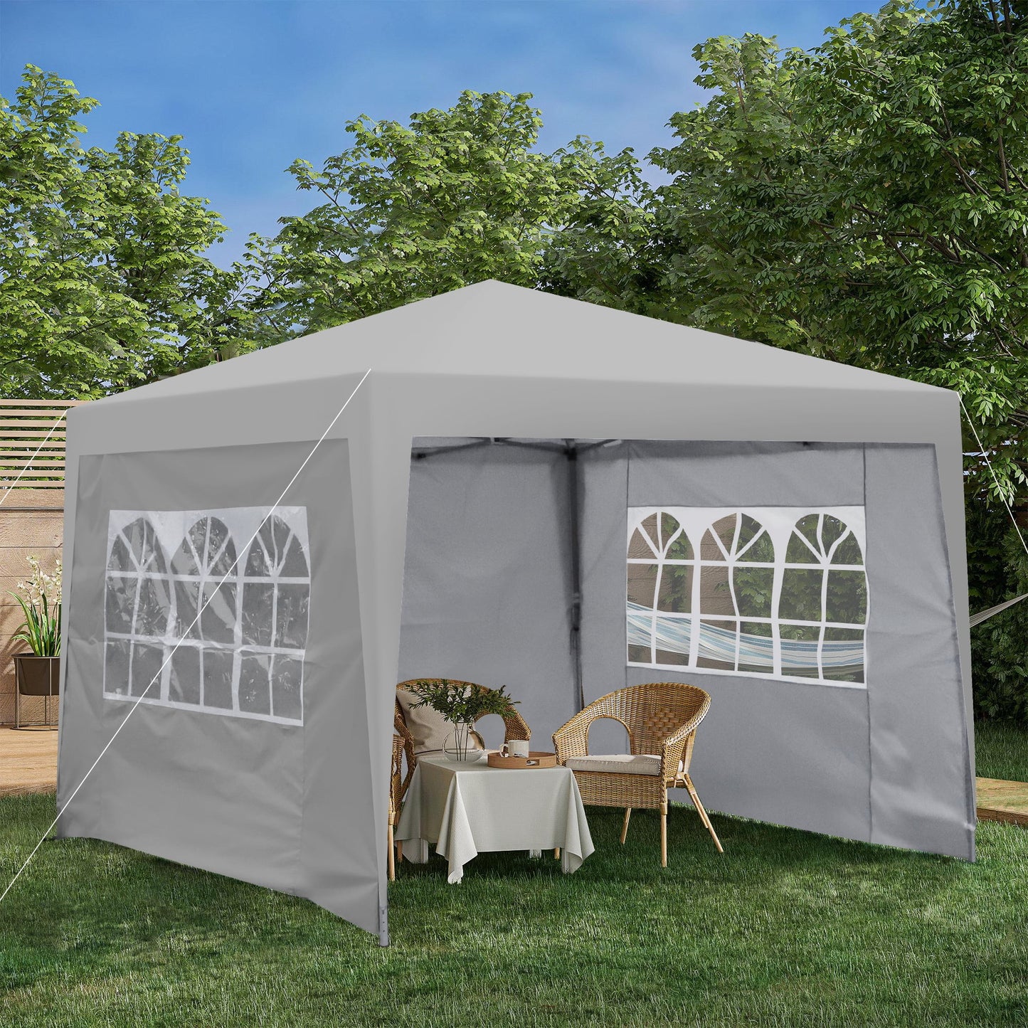 IVV 10x10FT Pop Up Canopy Tent, Outdoor Instant Slant Legs Gazebo Shelter with Carrying Bag, Portable for Patio Deck Garden and Beach - Blue