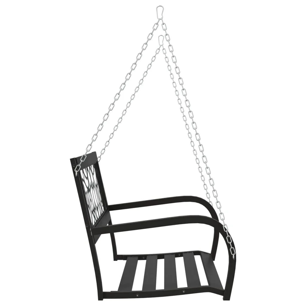vidaXL Patio Swing Bench 49.2" Steel and Plastic Black