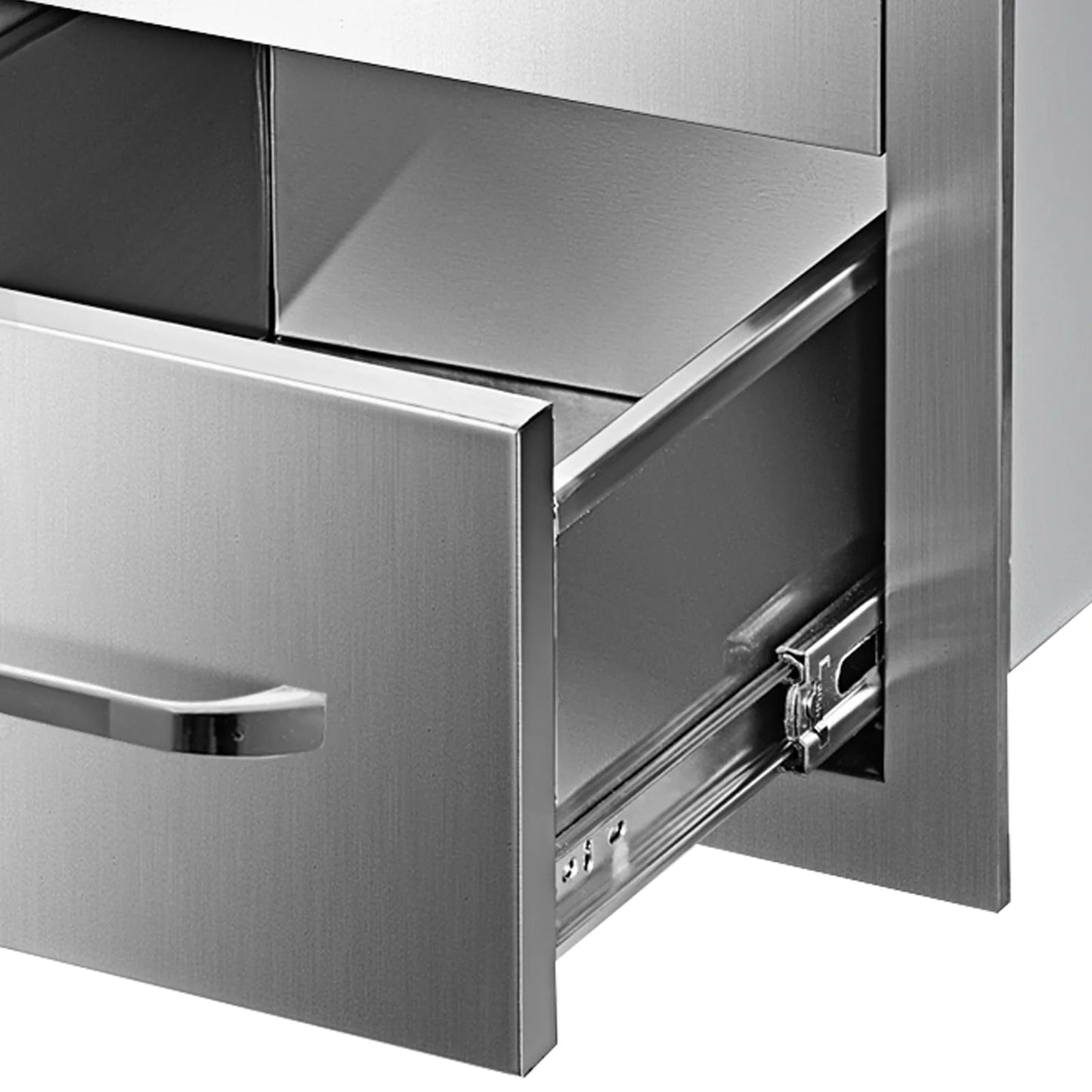 Outdoor Kitchen Drawers 16" W x 21.5" H x 18" D, Flush Mount Triple Access BBQ Drawers with Stainless Steel Handle, BBQ Island Drawers for Outdoor Kitchens or BBQ Island Patio Grill Station