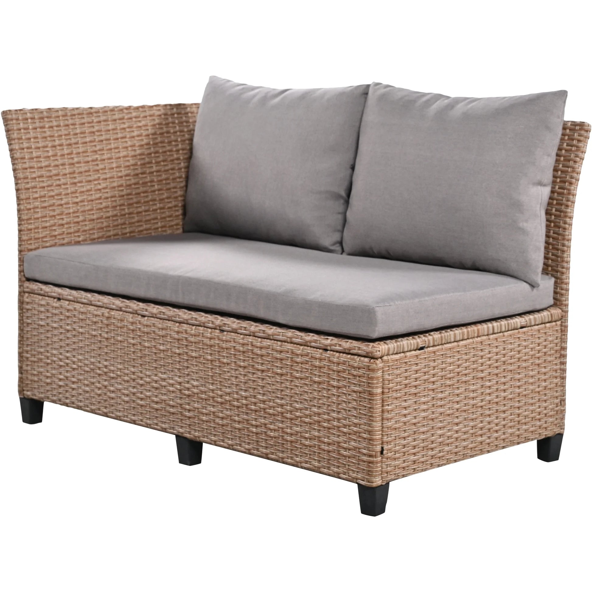 Harper & Bright Designs Outdoor Rattan Sectional Sofa Set with Dining Table, Patio L-Shaped Wicker Conversation Set with 2 Extendable Side Tables, Brown