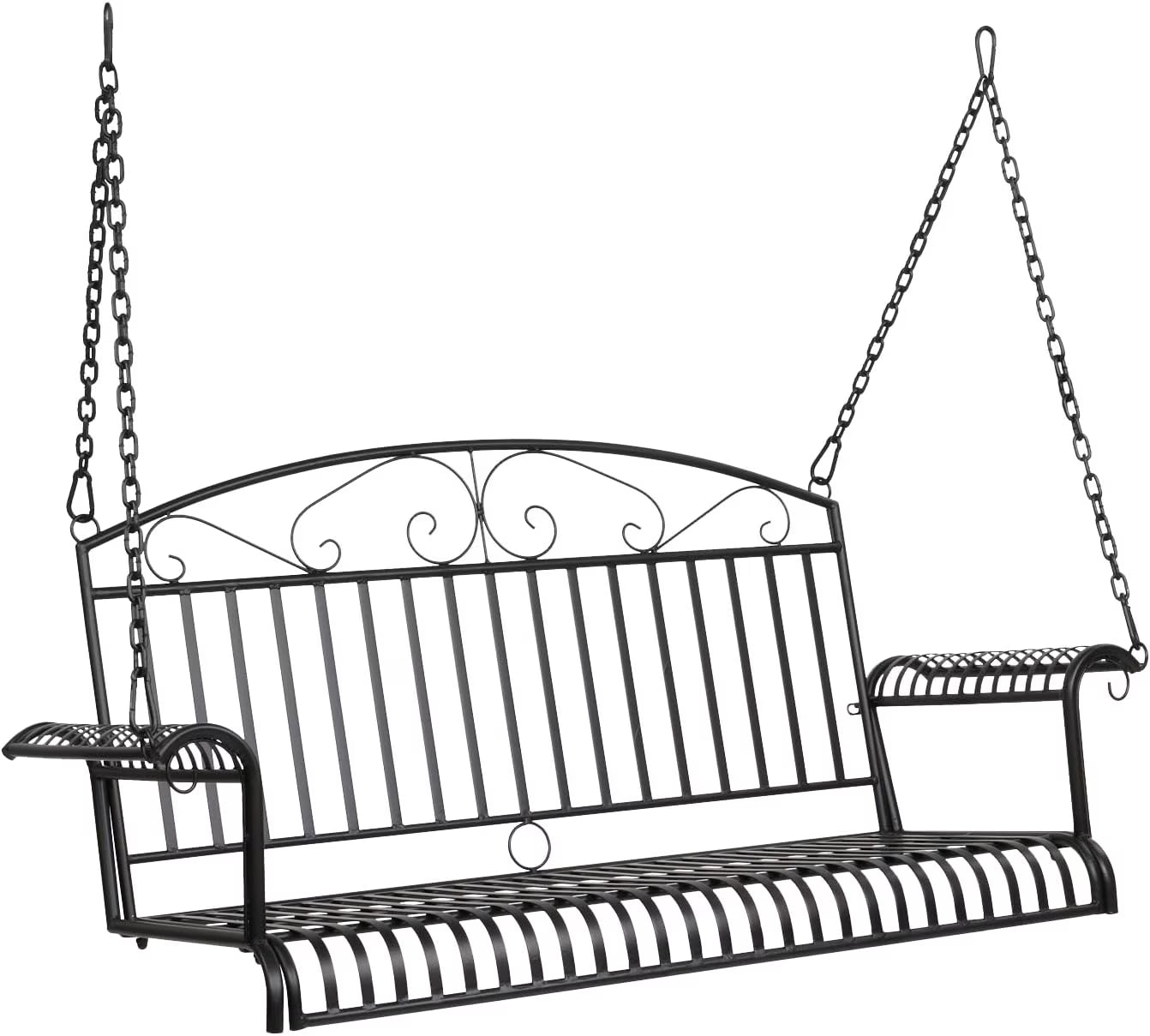 THJTDH Upgraded Metal Patio Porch Swing, 660 LBS Weight Capacity Steel Porch Swing Chair for Outdoors, Heavy Duty Swing Chair Bench for Gardens and Yards,Curved