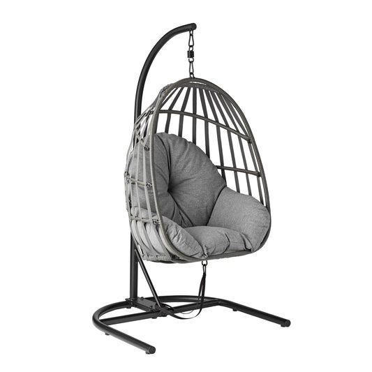 Mainstays Outdoor Wicker Patio Hanging Egg Chair, Gray