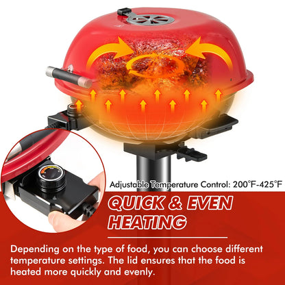 1600W Portable Electric Grill Outdoor BBQ Grill for 15-Serving, Electric Barbecue Grill for Indoor & Outdoor Use, Portable Stand BBQ Grill for Patio Balcony Kitchen Garden