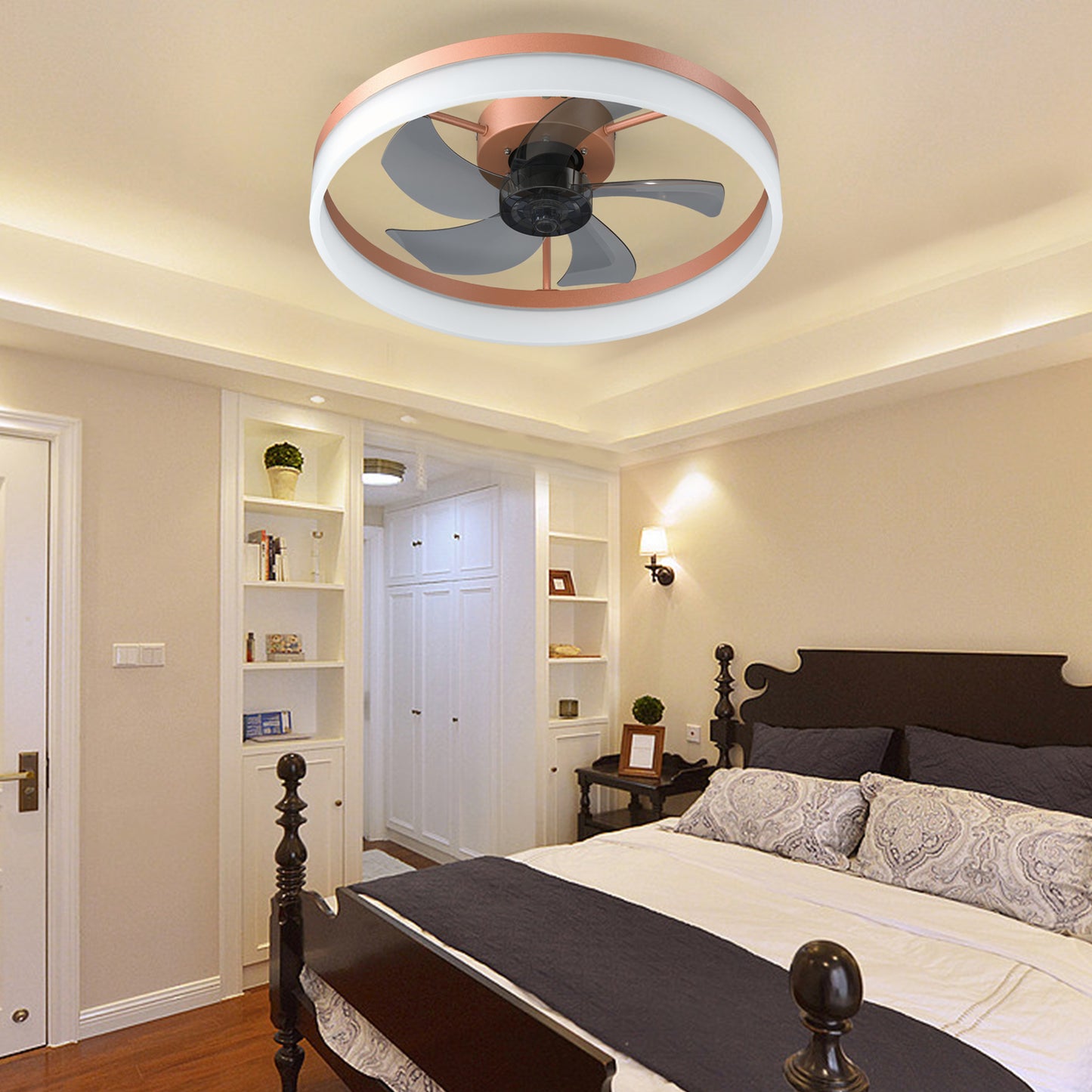 Ceiling Fan With Remote Control Memory Functions 21dB Low Noise 6 Adjustable Speeds Dimmable Led Ceiling Fan For Hallways Balconies Patios