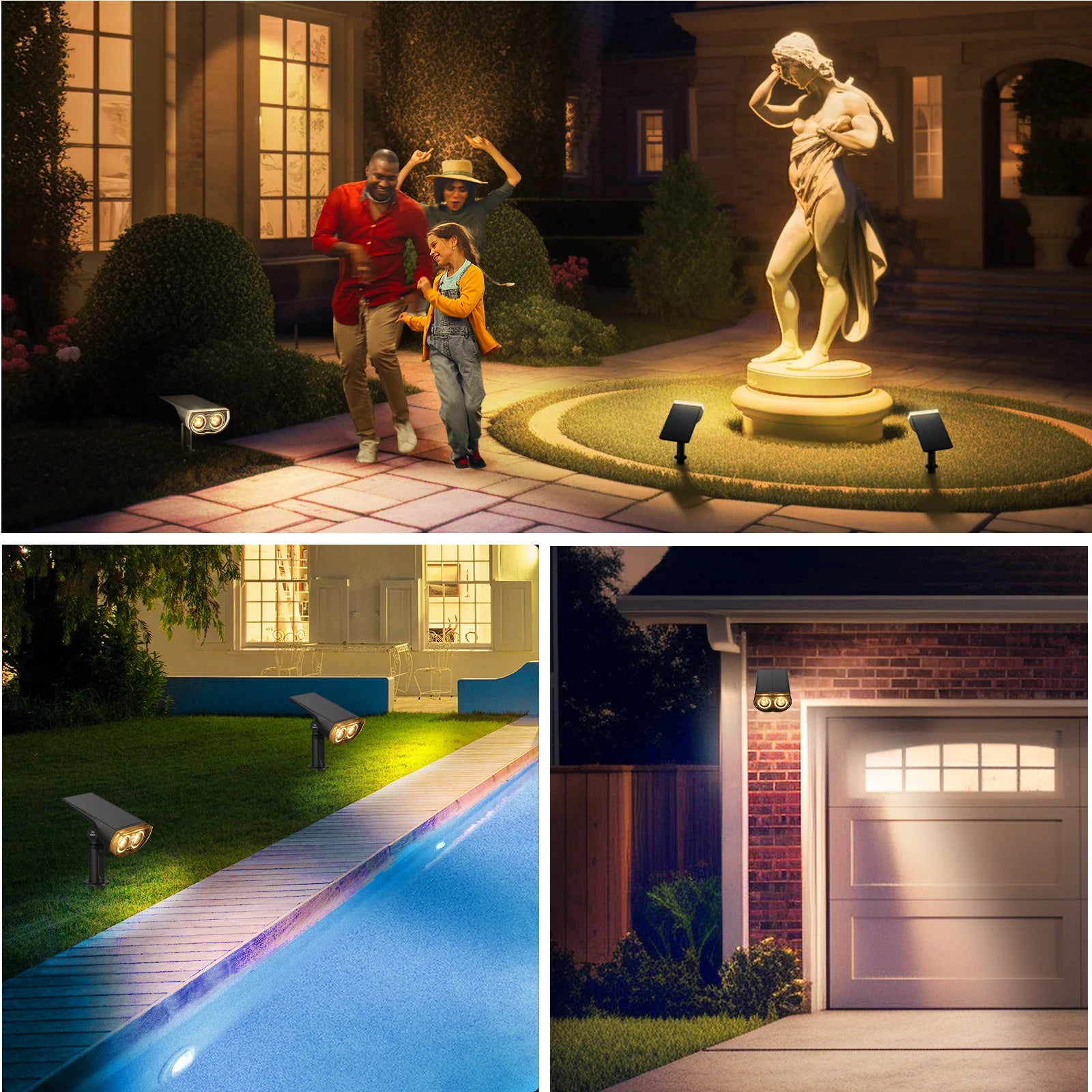 Linkind Solar Lights Outdoor, Solar Spot Lights Outdoor 800LM 3000K Warm White, LED Solar Landscape Spotlights for Garden Yard Patio Driveway Porch, 4-Pack