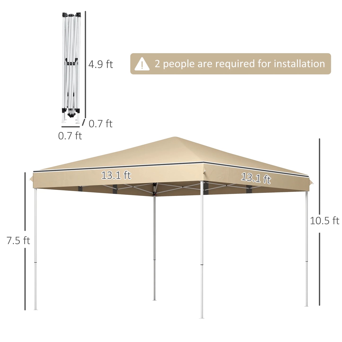 CoSoTower 13' X 13' Pop Up Tent, Instant Sun Shelter, Tents for Parties, Height Adjustable, with Wheeled Carry Bag for Outdoor, Garden, Patio, Parties, Beige