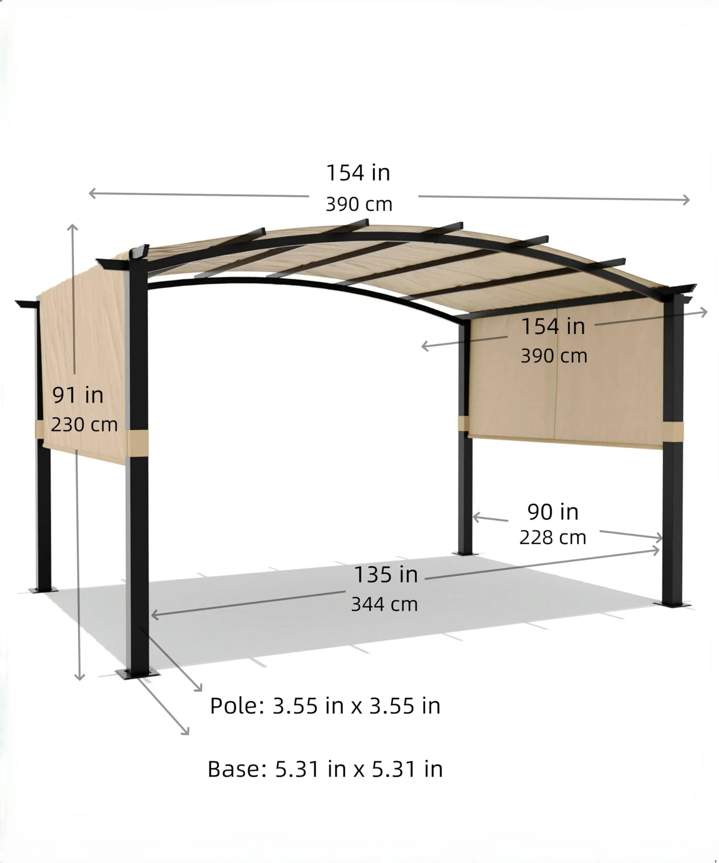Studyset 10 x 10 Ft Outdoor Arched Pergola,Aluminum Pergola with Retractable Canopy,Arched Style Gazebos,Metal Pergola for Backyard,Lawn, Patios