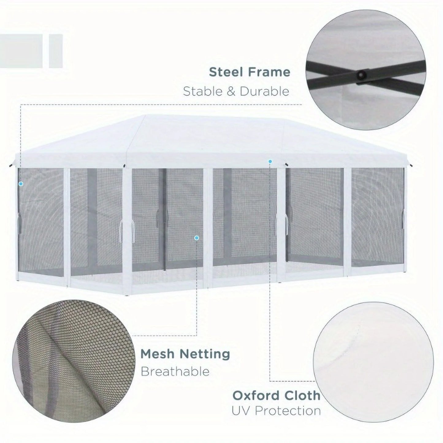 Zateety 10' X 20' Pop Up Canopy Tent with Netting, Heavy Duty Instant Sun Shelter, Large Tents for Parties with Carry Bag for Outdoor, Garden, Patio, Cream White