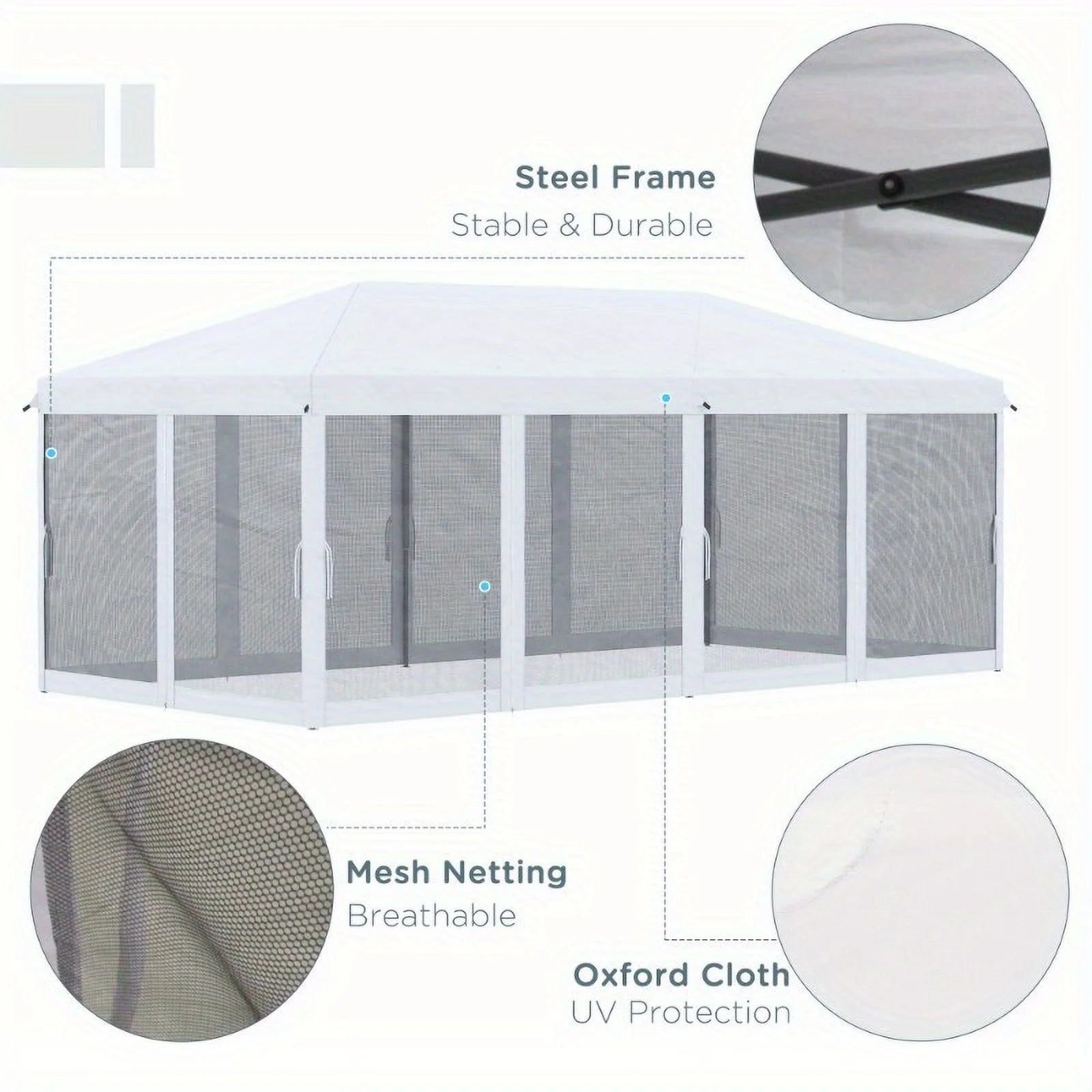 Zateety 10' X 20' Pop Up Canopy Tent with Netting, Heavy Duty Instant Sun Shelter, Large Tents for Parties with Carry Bag for Outdoor, Garden, Patio, Cream White