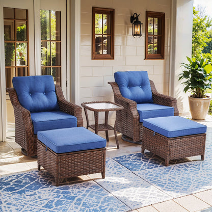 Bellefurn Outdoor Patio Furniture Set with Fire Pit and Swivel Rocker Chair,High-Back Wicker Outdoor Conversation Sets with 3 Seater Couch and Side Table Set for Porch,Deck,Garden