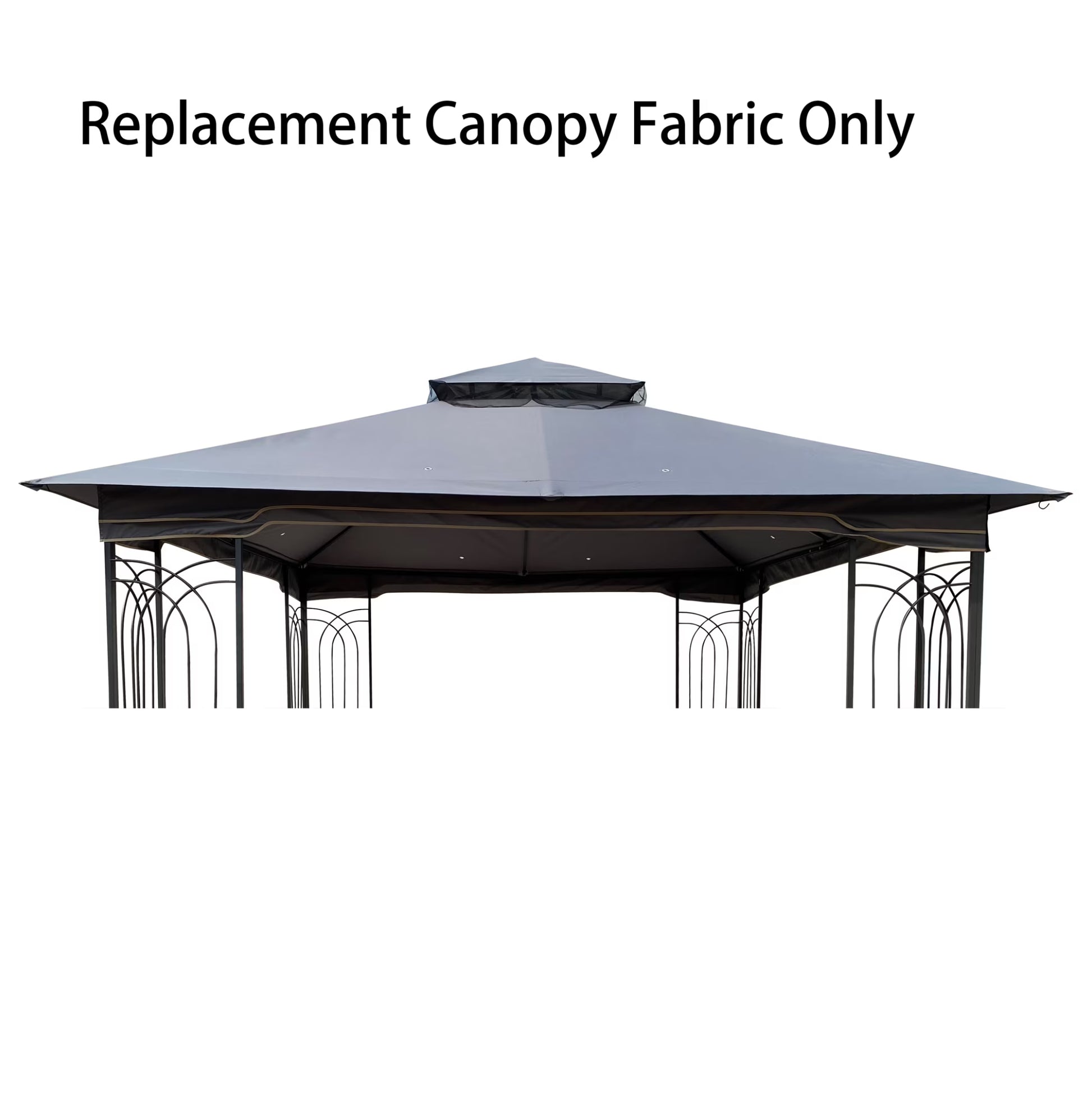 10x10 Ft Patio Double Roof Gazebo Replacement Canopy Top Fabric, Gray