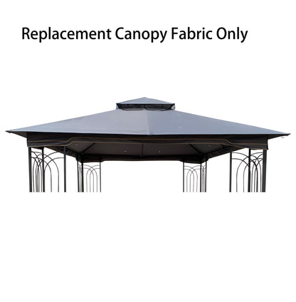 10x10 Ft Patio Double Roof Gazebo Replacement Canopy Top Fabric, Gray