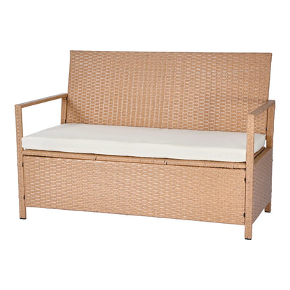 VEVOR Outdoor Storage Bench, 2-Person PE Rattan Storage Bench, 70 Gal Deck Box with Cushion, Supports up to 265 lbs, Weatherproof Outdoor Seating & Porch Decor for Patio Garden Balcony Yard