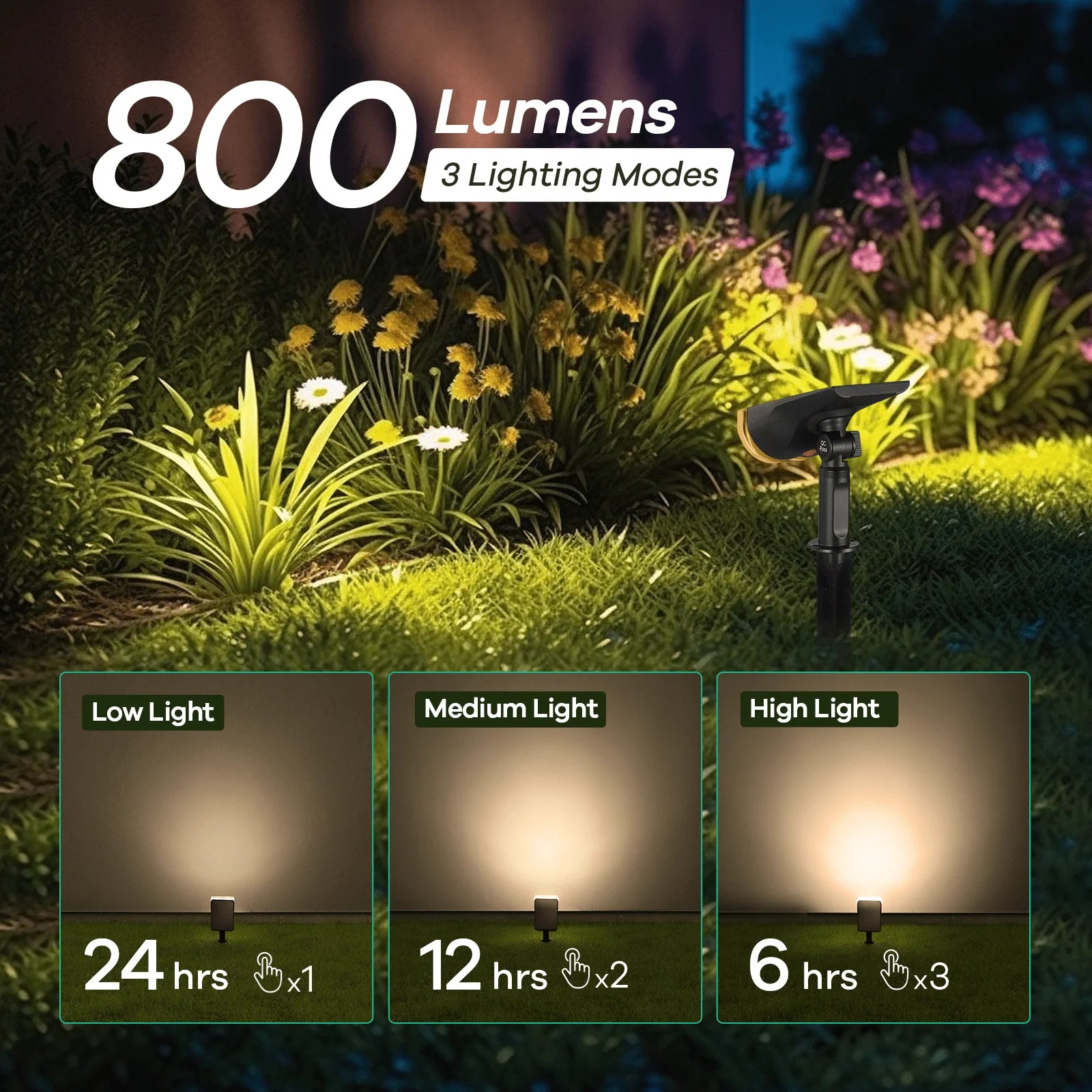 Linkind Solar Lights Outdoor, Solar Spot Lights Outdoor 800LM 3000K Warm White, LED Solar Landscape Spotlights for Garden Yard Patio Driveway Porch, 4-Pack