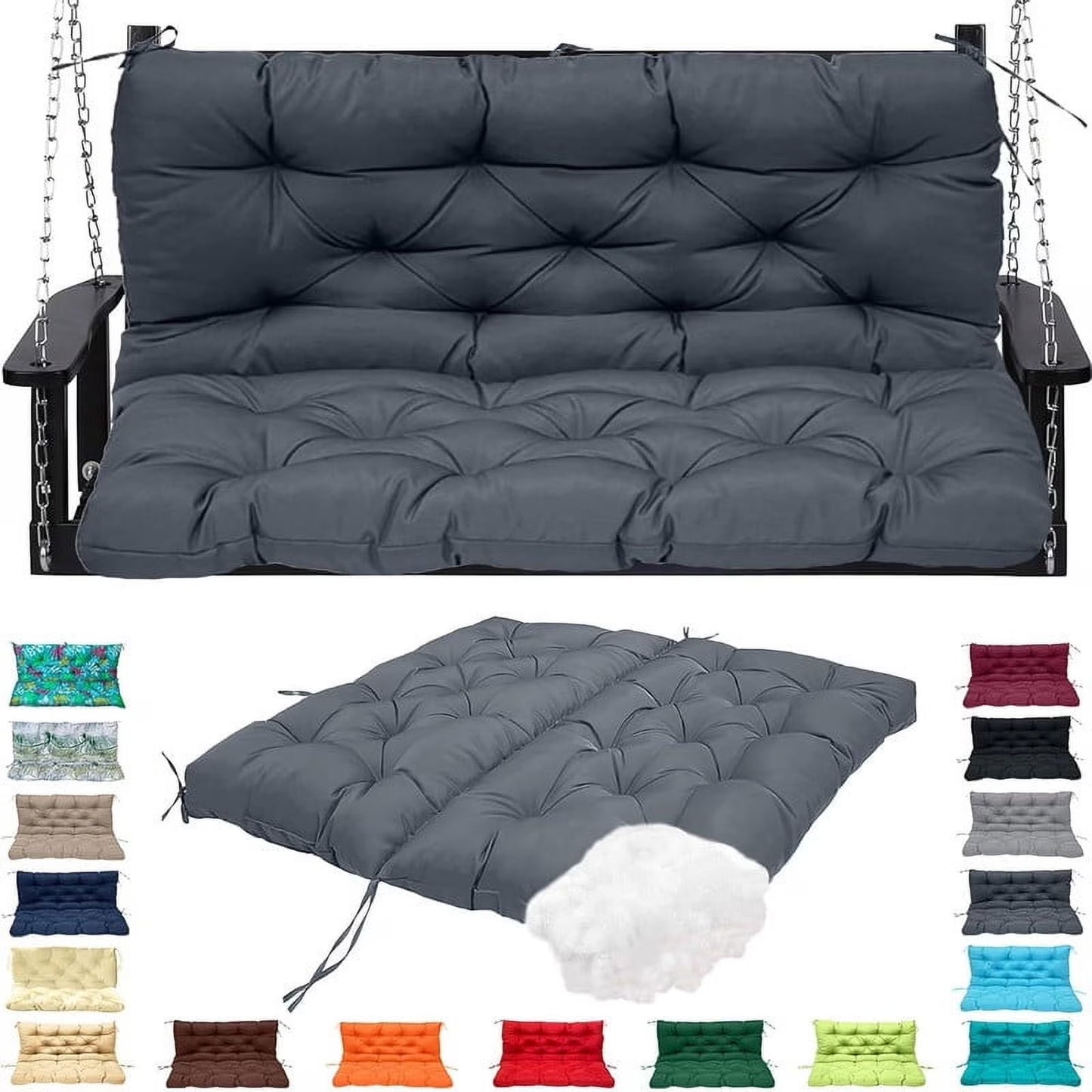 Replacement Cushions for Swing, Waterproof Porch Swing Cushion, 2-3 Seat Outdoor Bench Cushion with Backrest for Patio Furniture Garden Porch Loveseat Glider Pad (Sky Blue 70*40in)