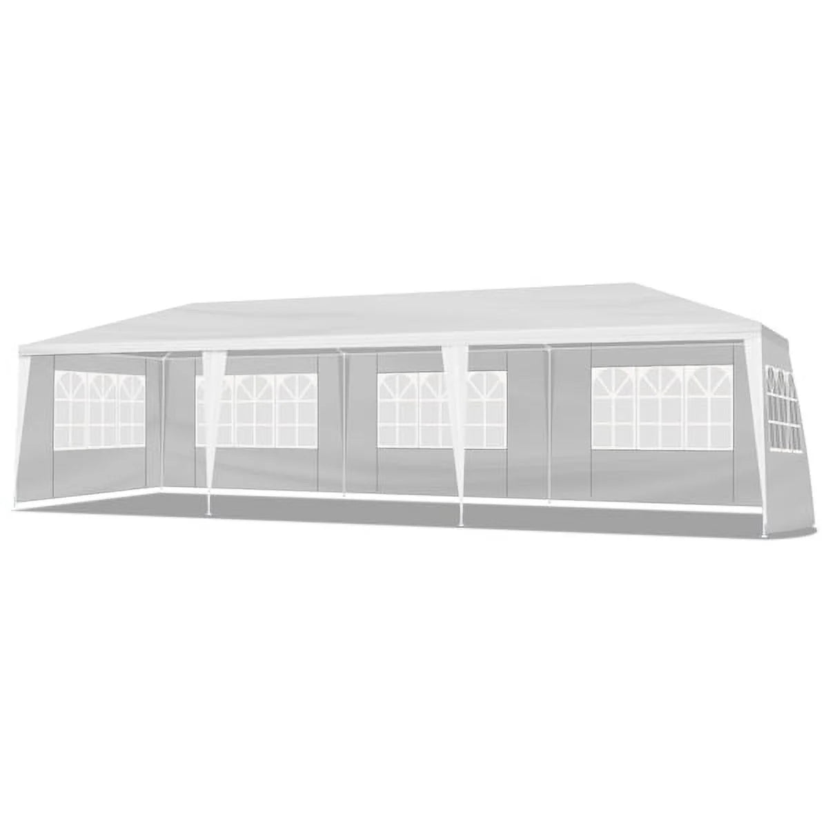 10'x30' Outdoor Party Tent with 8 Removable Sidewalls, Waterproof Canopy Patio Wedding Gazebo, White,white