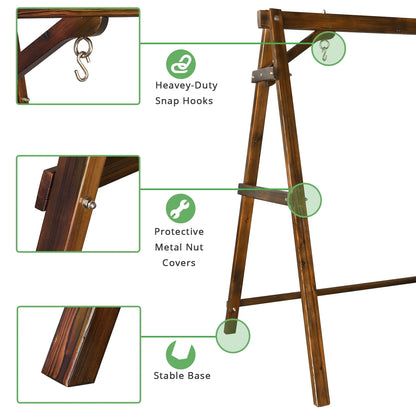 OverPatio Swing Frame Wooden Porch Swing Stand A-Frame 600lbs Capacity
