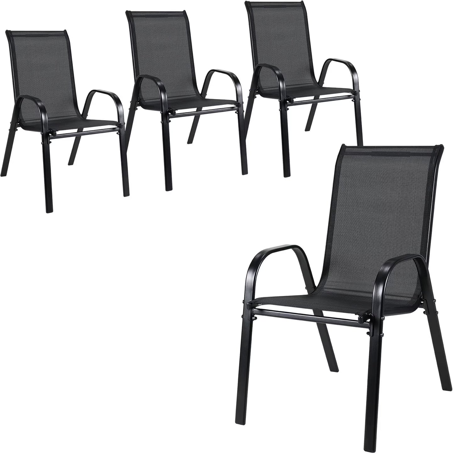 LAZY BUDDY Patio Chairs Set of 4, Stackable Outdoor Dining Chairs, Heavy Duty Breathable Chairs for Backyard, Garden, Lawn 330lbs