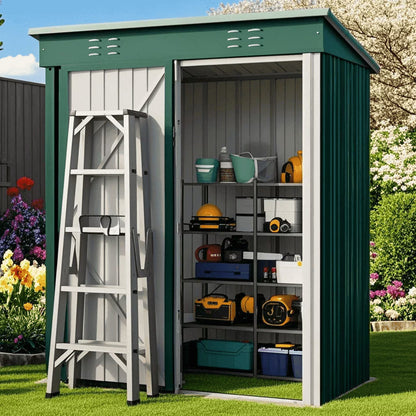 5'x3' Outdoor Storage Shed, Lofka Metal Storage Tool Shed with Single Lockable Door, for Bike| Garden Tools| Patio, Grey