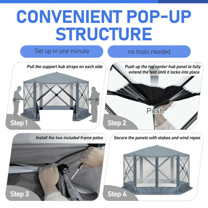 Barara King Outdoor Canopy Tent, Patio Portable Canopy,12' x 12' Outdoor Pop-Up Camping Canopy