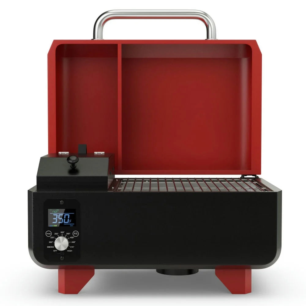 Topcobe Outdoor Portable Tabletop Pellet Grill and Smoker with Digital Control System for BBQ, Cooking Space for Backyard, Patio and Parties-Red