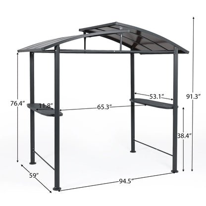 Aoodor 8 x 5 ft. Hardtop BBQ Grill Gazebo Shelter with Side Shelves for Outdoor Patio Cooking and Barbecue