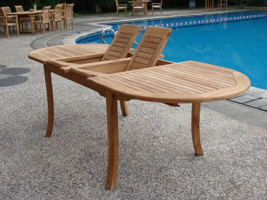 Teak Dining Set:6 Seater 7 Pc - 94" Oval Table And 6 Ashley Reclining Arm Chairs Outdoor Patio Grade-A Teak Wood WholesaleTeak #WMDSAS9