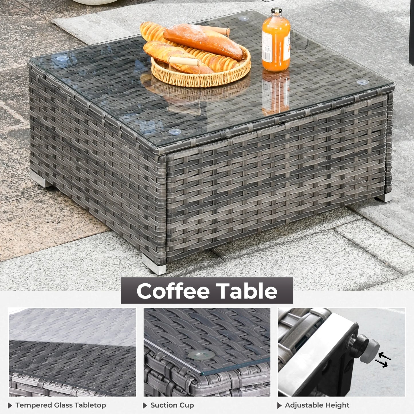 Ovios 11 Pieces Patio Fire Pit Set Outdoor Wicker Sectional Sofa Conversation Set with Swivel Rocking Chairs and Side Table,Dark Gray