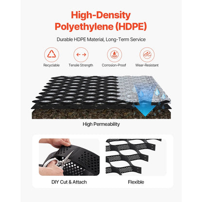 KFFKFF Gravel Grid, 4 Inch Depth, 17.06 x 8.86 FT/5200 x 2700 mm, Supports 1880 LBS Per Sq ft, Permeable Ground Stabilizer for Garden, Patio, Walkway, RV Parking Slopes