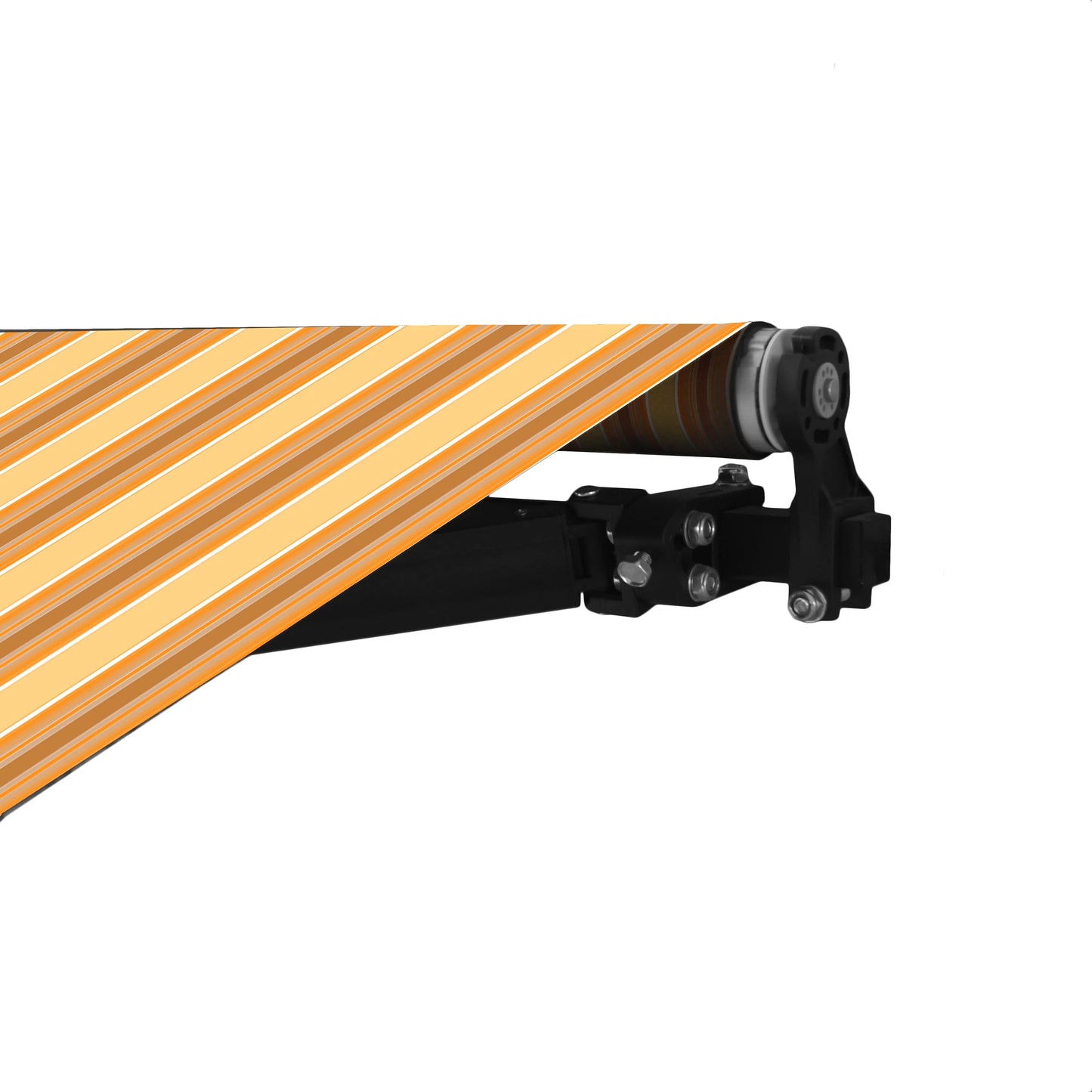 ALEKO 16' x 10' Retractable Motorized Black Frame Patio Awning, Multi Striped Yellow Color