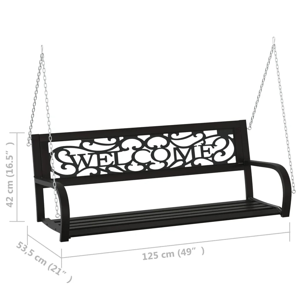 vidaXL Patio Swing Bench 49.2" Steel and Plastic Black