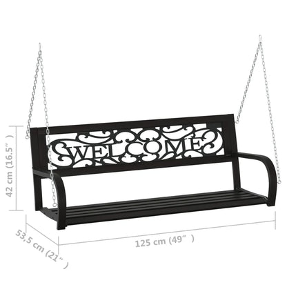 vidaXL Patio Swing Bench 49.2" Steel and Plastic Black