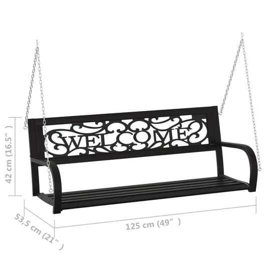vidaXL Patio Swing Bench 49.2" Steel and Plastic Black