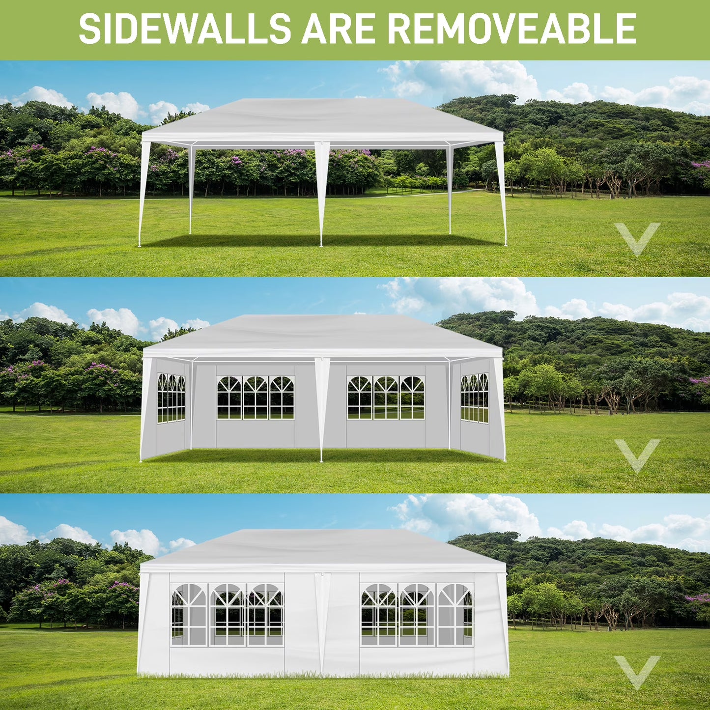 Large Outdoor White Awning, 10'x20' Outdoor Party Tent Wedding Tent With 6 Removable Sidewalls, Canopy Patio Wedding Gazebo, White, Easy To Install And Carry, Suitable For Camping, Hiking