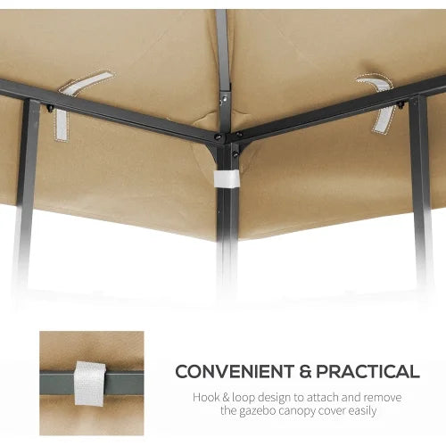 EBQOSK 10x10 Ft Outdoor Patio Gazebo Replacement Canopy,Double Tiered Gazebo Tent Roof Top Cover Only Frame Not Include Kahki