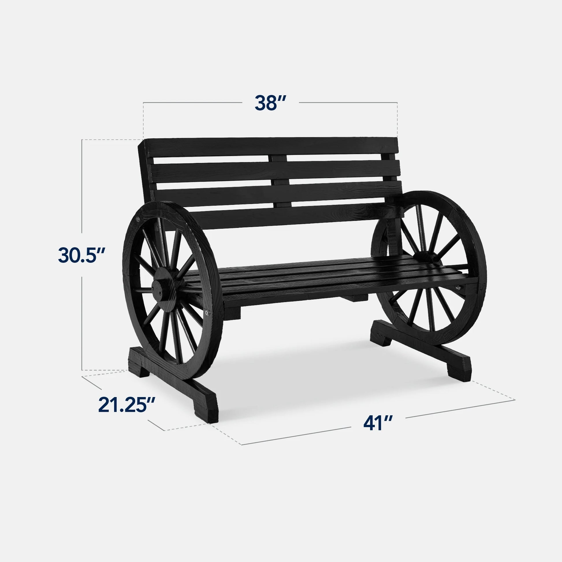 Best Choice Products 2-Person Wooden Wagon Wheel Bench for Patio, Garden, Outdoor Lounging w/Rustic Design - Black