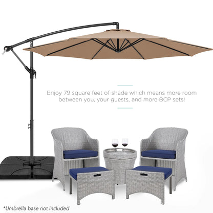 Best Choice Products 10ft Offset Hanging Outdoor Market Patio Umbrella w/Easy Tilt Adjustment - Tan