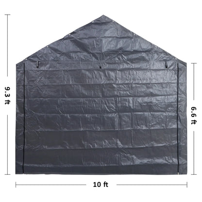 Abba Patio 10x20 ft Weather Carport Sidewall Tarp Replacement, Dark Grey- Top& Frame Not Included