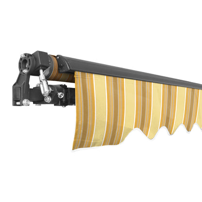 ALEKO 16' x 10' Retractable Motorized Black Frame Patio Awning, Multi Striped Yellow Color