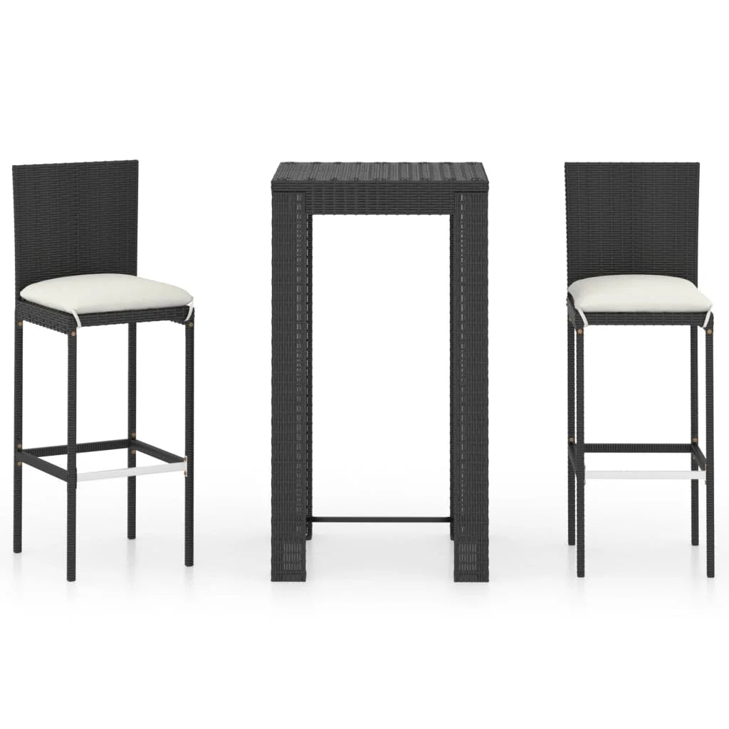 vidaXL Patio Bar Set Outdoor Bistro Set Bar Stool Bistro Table Poly Rattan