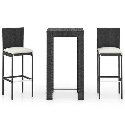 vidaXL Patio Bar Set Outdoor Bistro Set Bar Stool Bistro Table Poly Rattan